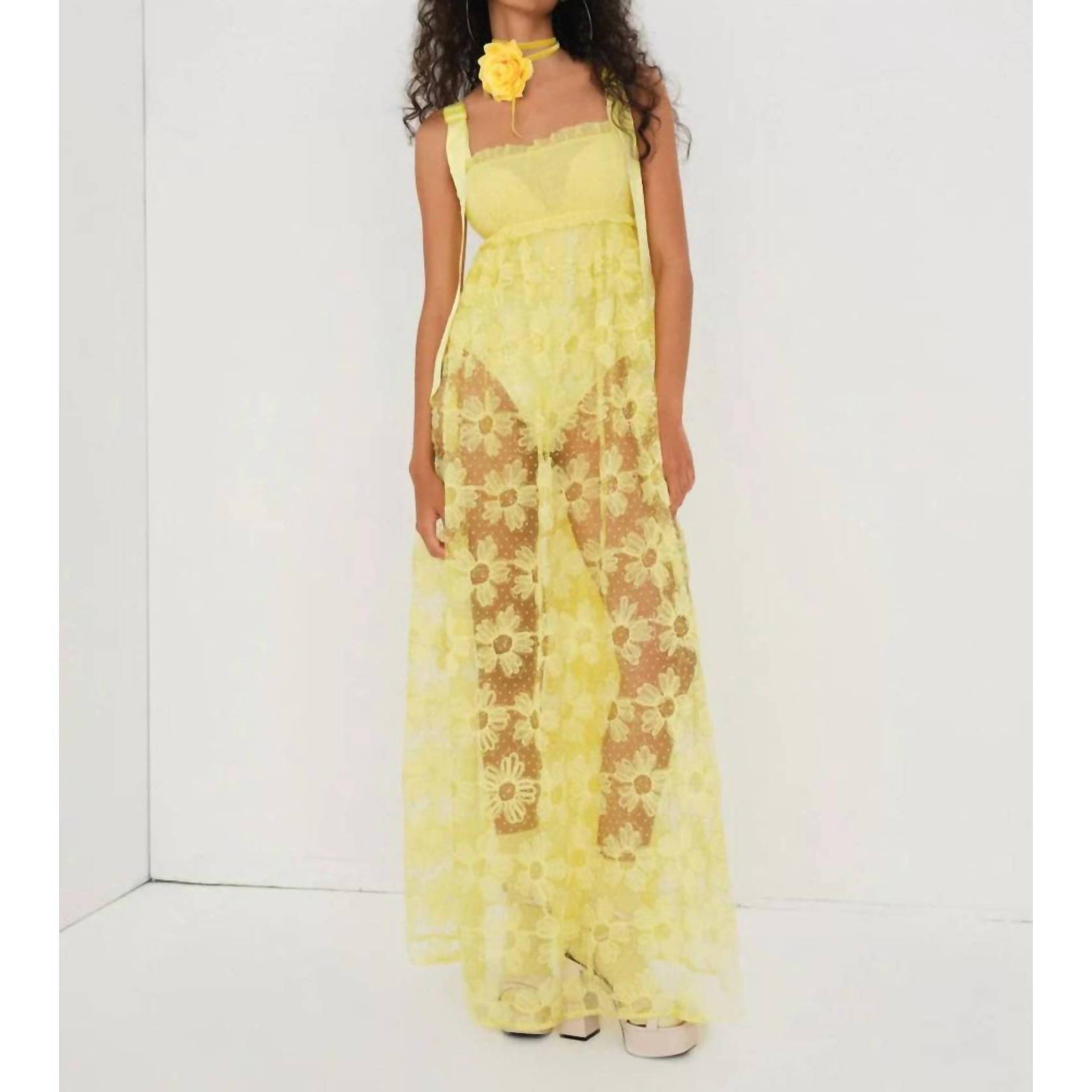 New For Love & Lemons Emma Maxi Dress In Yellow